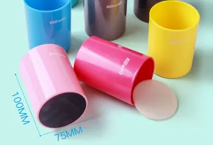 KW-triO round plastic pen holder desk organizer with protective sponge bottom pad 100x75mm