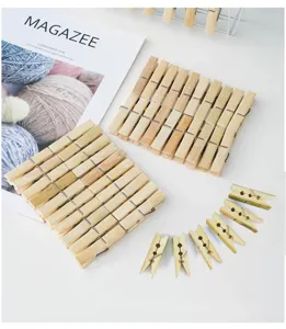 Wooden bamboo clothespins clips set for drying clothes socks and household organization daily use