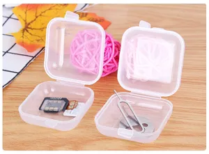 Petite boîte de rangement en plastique transparent carré mini conteneur avec couvercle
