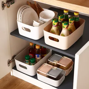 Modern Minimalistisch Kunststof Opbergdoos Bureau Opbergmand Keuken Kleine Spullen Organizer Container Voor Kantoor Thuis