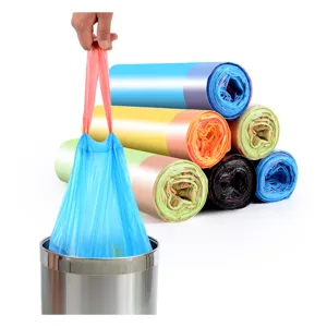 Bolsas de Basura con Cordón Espesadas para el Hogar Desechables Portátiles Bolsas de Basura con Cordón Bolsas de Basura de Plástico Multicolor para Limpieza del Hogar
