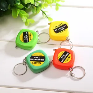 Mini retractable tape measure with keychain, 1 meter portable small steel measuring ruler.