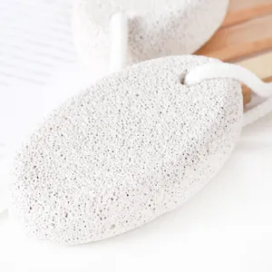 Double-sided volcanic pumice stone for foot care, dead skin and callus removal with hanging cord.