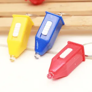 Mini torcia LED portachiavi portatile con custodia colorata e pratico interruttore.