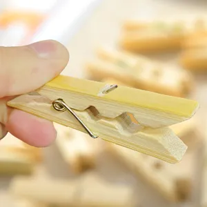 Natural bamboo clothespins heavy duty windproof laundry clips for drying clothes and socks