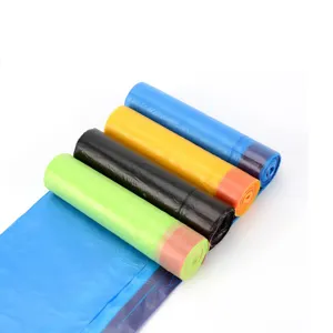 Bolsas de basura gruesas con cordón, bolsas de basura desechables multicolores para hogar.
