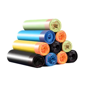 Bolsas de basura coloridas con cordón rollos hogar engrosadas desechables bolsas plásticas