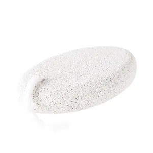 Main image of a white pumice foot scrubber stone with hanging cord for dead skin callus removal.