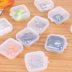 Mini boites de rangement en plastique transparent carre avec couvercle pour bijoux et objets