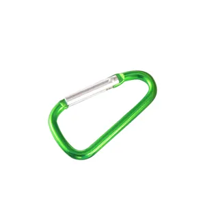 Mousqueton en aluminium vert en forme de D pour sac à dos de randonnée et clés quotidiennes.