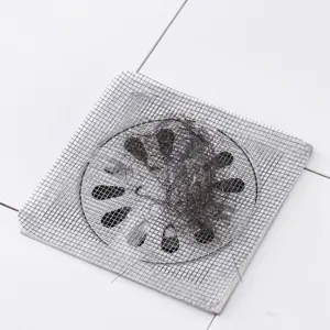 Floor drain hair catcher mesh sticker self adhesive bathroom shower anti clogging filter net.