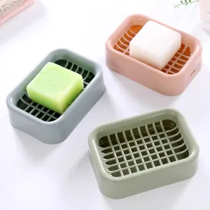 Plastic double layer soap dish drainage soap holder for bathroom travel portable use.