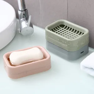 Plastic double layer soap dish bathroom drainage soap holder travel portable soap container