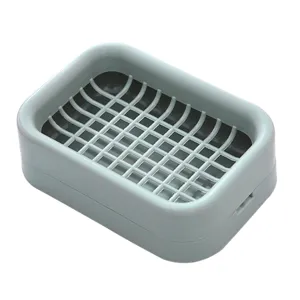 Double layer soap dish plastic drain soap holder for bathroom and travel use grey color