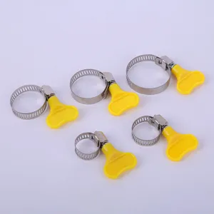 Fascette stringitubo in acciaio inossidabile con manici in plastica gialla set da 5 pezzi