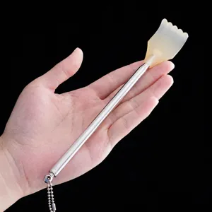 Stainless Steel Telescopic Back Scratcher Portable Extendable Scratching Tool With Silicone Claw And Magnetic Bead