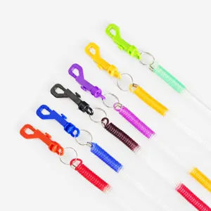Llavero de cuerda de resorte de plástico colorido, cordón espiral retráctil anti-pérdida.