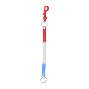 Llavero de espiral de plástico colorido cordón extensible antipérdida con ganchos y anillos