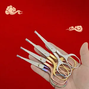 Vintage stainless steel scissors with exquisite floral carvings for home and crafts