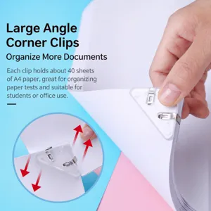 Clip angolari in plastica trasparente, supporto per file triangolare per carta A4 e test scolastici.