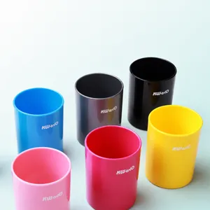 Colorful plastic round pen holder desktop stationery storage organizer office supply cup tidy
