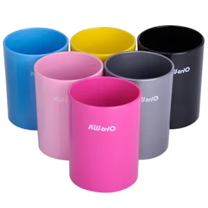 KW-triO plastic pen holder round desk organizer multi-color office stationery supply set