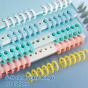Plastic 6-Hole Loose-Leaf Binder Rings Colorful Planner Coil Strips Binding Ring For Notebook Diary Office School Supplies