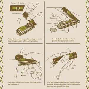Kangaro x Ben'z mini keychain stapler instruction guide, portable pocket stapler, green.