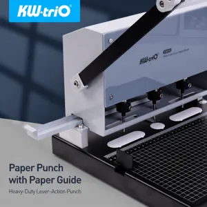 KW-trio 932FK Zware 3-Gats Perforator Verstelbare Kantoor Papierperforator met Bak