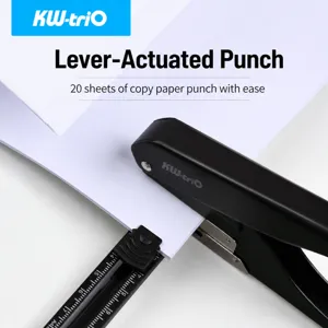 KW-trio Single Hole Paper Puncher Heavy Duty Office Stationery Punch Tool with Ruler 9176