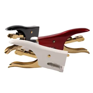 Agrafeuse manuelle vintage avec base en métal, outil de bureau portable pour emballage.