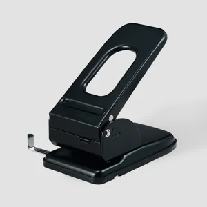 Perforatrice per carta a 2 fori resistente in metallo nero per ufficio e archiviazione.