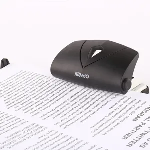 Black 2-hole paper punch heavy duty office stationery hole puncher for document binding.