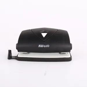 KW-triO 2-hole paper punch heavy duty black office desktop hole puncher with guide