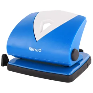 KW-triO 2-Hole Paper Puncher Heavy Duty Office Hole Punch Blue and White Desktop Tool.