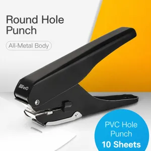 KW-trio Heavy Duty Metal Single Hole Puncher Oval Hole Punch Tool For ID Cards PVC Cards Paper Office Stationery