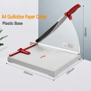 KW-triO A4 guillotine paper cutter with plastic base, sturdy metal blade and precise 335mm cutting width.