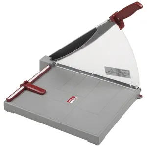 Heavy duty A4 paper cutter with safety guard, precise grid lines and adjustable guide ruler.
