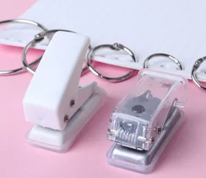 Mini single hole punch, portable metal and plastic manual paper puncher for student DIY stationery.