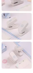 Mini portable single hole puncher for planners and loose-leaf notebooks, cute design.