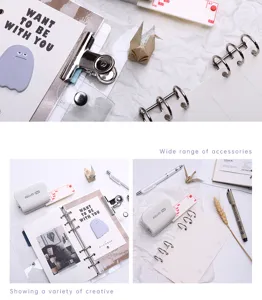 Mini multi-hole paper puncher with loose-leaf binder rings and stationery accessories.