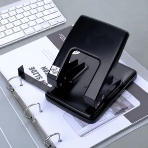 Heavy duty 2-hole paper puncher for office and school, punches up to 40 sheets easily with precise guide.