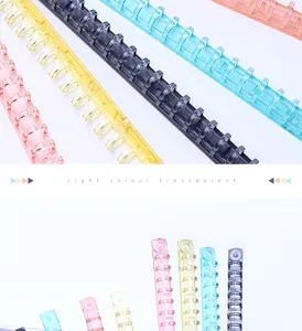 Detailed view of colorful plastic loose leaf binder rings, perfect for journaling and notebooks.