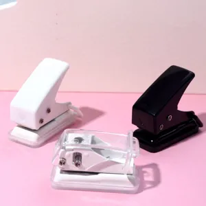 Mini single hole punch set, portable manual paper binder puncher for student stationery DIY craft.