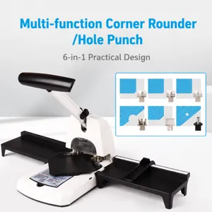 Zware multifunctionele hoekafronder en papierperforator met uitgebreide werktafel view