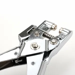 Metalen perforator met enkel gat en ergonomisch veerdesign voor kantoor en handmatig handwerk.