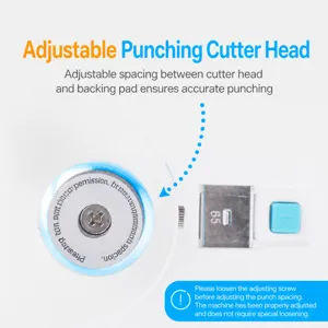 Heavy duty single hole puncher for office and school use, adjustable cutting head structure.