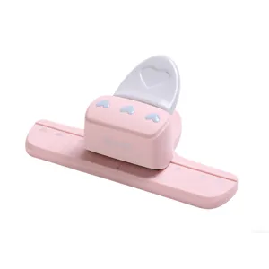 Pink heart hole puncher for A7 planner loose leaf paper, portable desktop office stationery tool