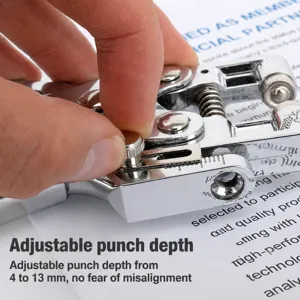 Heavy duty metal eyelet puncher with adjustable depth 4-13mm for precise paper and leather work