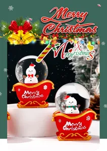 Weihnachtsschneekugel süßer Schneemann Schlitten Figur Tischdeko Weihnachtsgeschenk